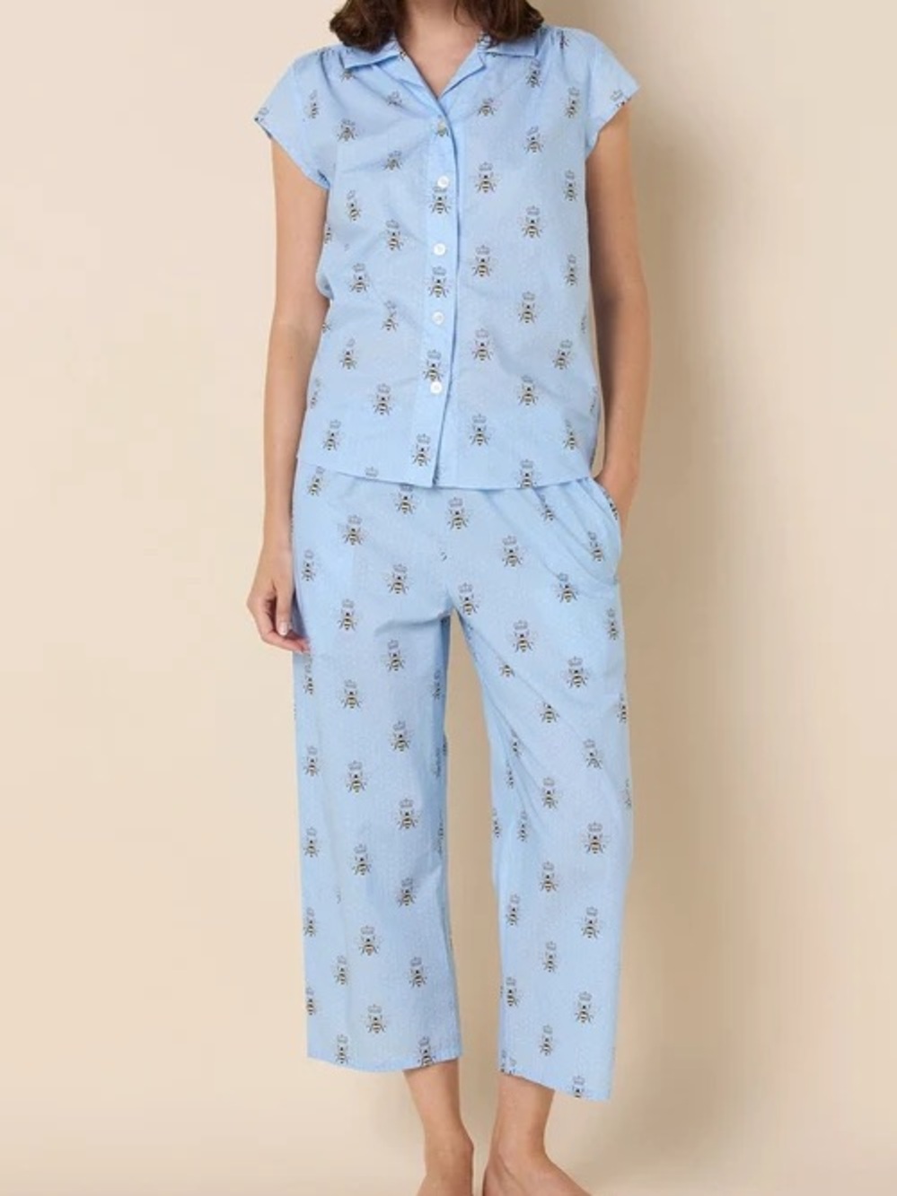 The Cat’s Pajamas Luxe Pima Capri Set Queen Bee Blue Size XL